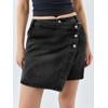 Cicy Bell Womens Jean Skirts Casual Wrap Button Asymmetrical Hem