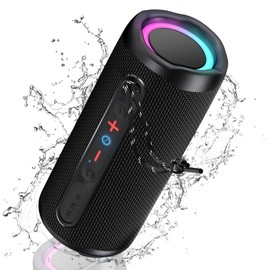 KingSom Portable Bluetooth Speaker, Speakers Wireless Bluetooth with Light,Waterproof Bluetooth Speaker with Enhanced Bass,BT5.3 & TF-Card Input,TWS Pair, 24H Playtime Outdoor Speaker for Travel,Sport