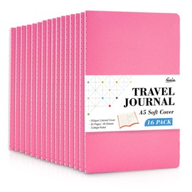 16 Pack Soft Cover Journal Bulk, Feela Lined Notebooks College Ruled for Work for Women Girl Writing, Blank Travel Journal Note Taking Notebook School Business Supplies, 8.2” x 5.5”, A5, Berry