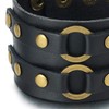 COOLSTEELANDBEYOND New Men's Black Leather Bracelet Genuine Leather Bangle with