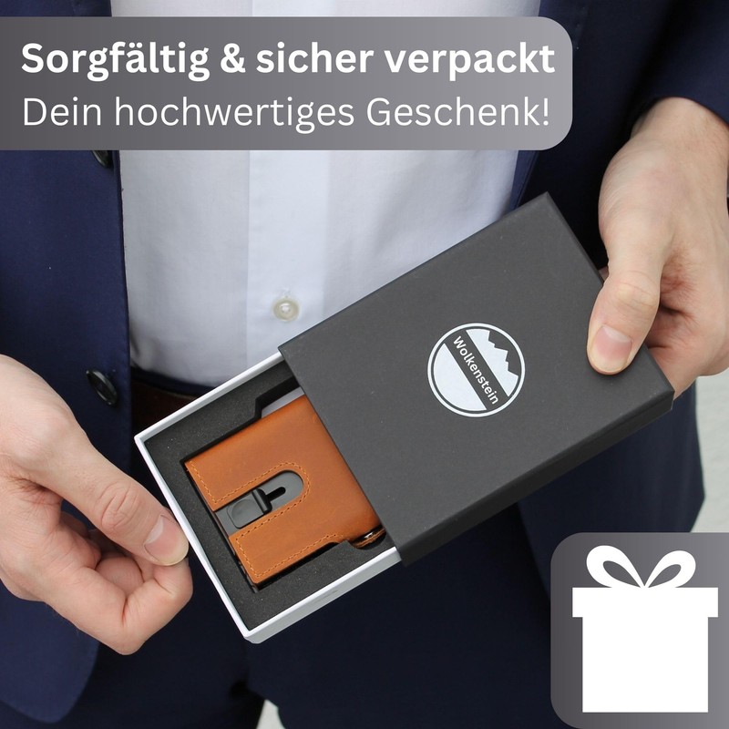 Wolkenstein Leather Card Case with Coin Compartment Men's Credit Card