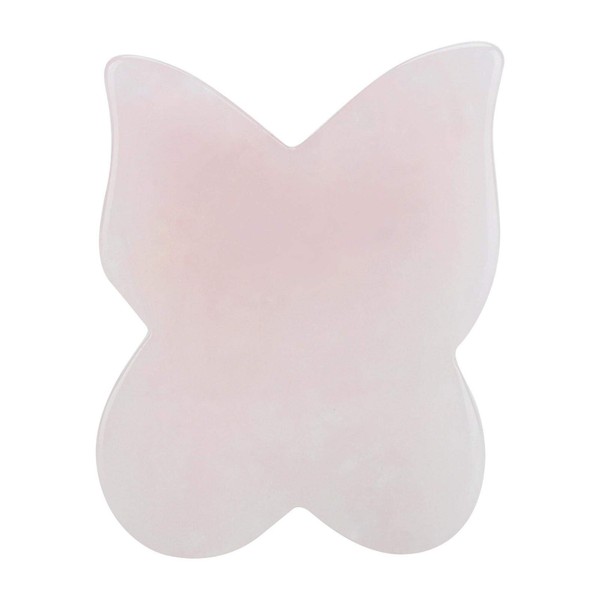 Pssopp Natural Rose Quartz Stone Massage Scratching Stone Crystal Healing Massage Stone with Butterfly Shape for Scraping Face Massage