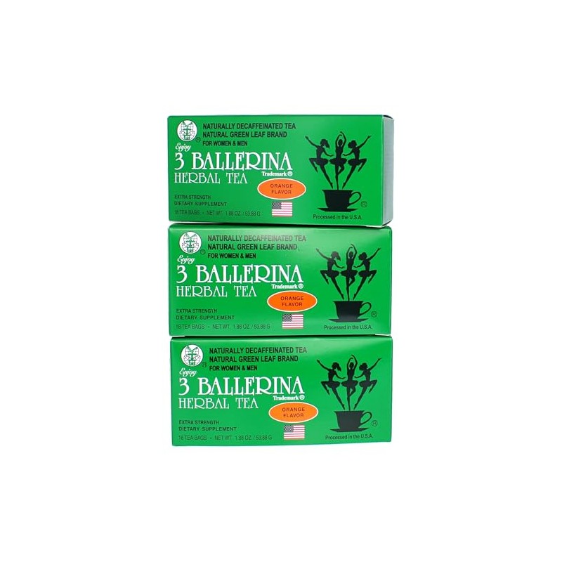 3 BALLERINA TEA DIETERS DRINK EXTRA STRENGH ORANGE FLAVOR (3