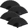 4 Pieces Handheld Folding Fan Chinese Fan Oriental Cloth Fabric