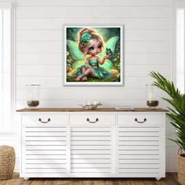 GDYEEH DIY 5D Cartoon Elf Diamond Art Kits, Round Full Drill Sparkling Butterfly Diamond Painting Picture, Elf Fairy Diamond Painting Art Kits Craft for Adults Beginners, Home Wall Decor 12x12 inch