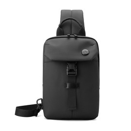 FANDARE Multi-Purpose Men's Chest Bag Shoulder Bag Chest Sling Bag Men's Handbag Waterproof PU Film Shoulder Bag Sport City Bag Hiking Outdoor Sports Travel Shoulder Bag, black