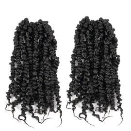 YDDM Short Passion Twist Crochet Hair - Deep Wave Braiding Extension, Pretwisted Synthetic (10 Inch, 1B#)