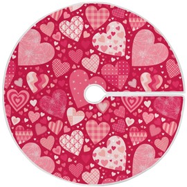 Valentine's Day Tree Skirt 36" Foral Romantic Hearts Love Christmas Tree Skirts Mother's Day Xmas Mat for Holiday Festival Party Wedding Decor