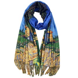 VENVSBEE Van Gogh Scarves Art Scarf for Women Best Gift Reversible Soft Cashmere Feel Shawl Wrap Doubleside Pashmina in Gift Box-13 A Lane