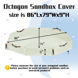 NGB Octagonal Sandbox Cover, 600D Waterproof Oxford Cloth Sandbox Protector with High-Efficiency Windproof Hooks 4, Easy-to-Find Reflective Handles and Fixed Elastic Drawstring (Beige, 85"x78"x9")