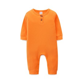 Baby Clothes Unisex Toddler Romper Knitted Baby Outfits Long Sleeve Footless Onesie, Orange, (3-6)months