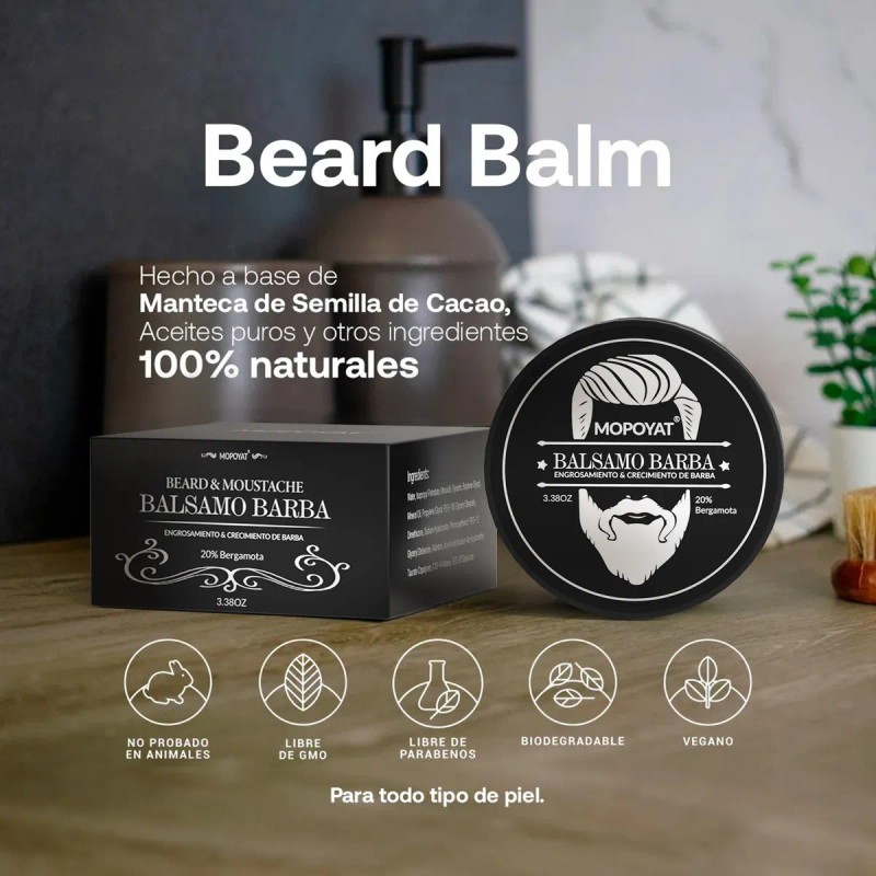 Mopoyat Tratamiento Barba Bigote Estimula Crecimiento Lavanda