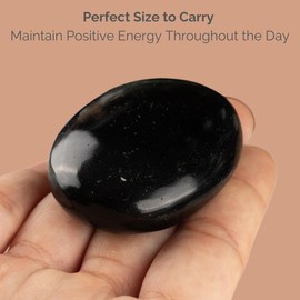 Black Obsidian Palm Stone, Oval Shaped Crystals and Healing Stones- Pocket Worry Stone for Anxiety and Stress Relief - Healing Crystals for Meditation, Reiki, Spiritual and Crystal Gifts