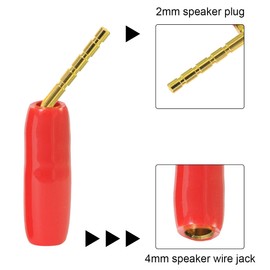 DKARDU 2mm Banana Plug Screw Type to 4mm Banana Socket Speaker Audio Pin Male Connector Adapter Gold-Plated Jack Terminal for Amplifiers, 16 PCS