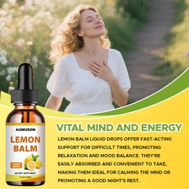 AUMUSON Lemon Balm Tincture Herbal Supplement -175 mg of 10:1 Extract per Serving, Great for Lemon Balm Tea - for Digestion & Relaxation Support - Mood Support Supplement - Non-GMO, 1oz