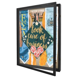 GraduatePro Shadow Box Frame 18x24 Display Case with Linen Back, Plexiglass Window Door with Hinge, Picture Frame Wedding Bouquet Memorabilia Medals Photos Memory Box for Keepsakes Black
