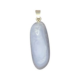 KRIO® - Chalcedony/Striped Agate Blue/Blue Lace Agate Pendant with Silver Eyelet