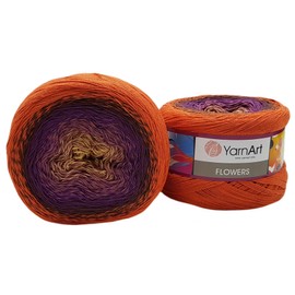 YarnArt Flowers 500g Bobbel Wool, Colour Gradient, 55% Cotton, Bobble Knitting Wool, Multicolour