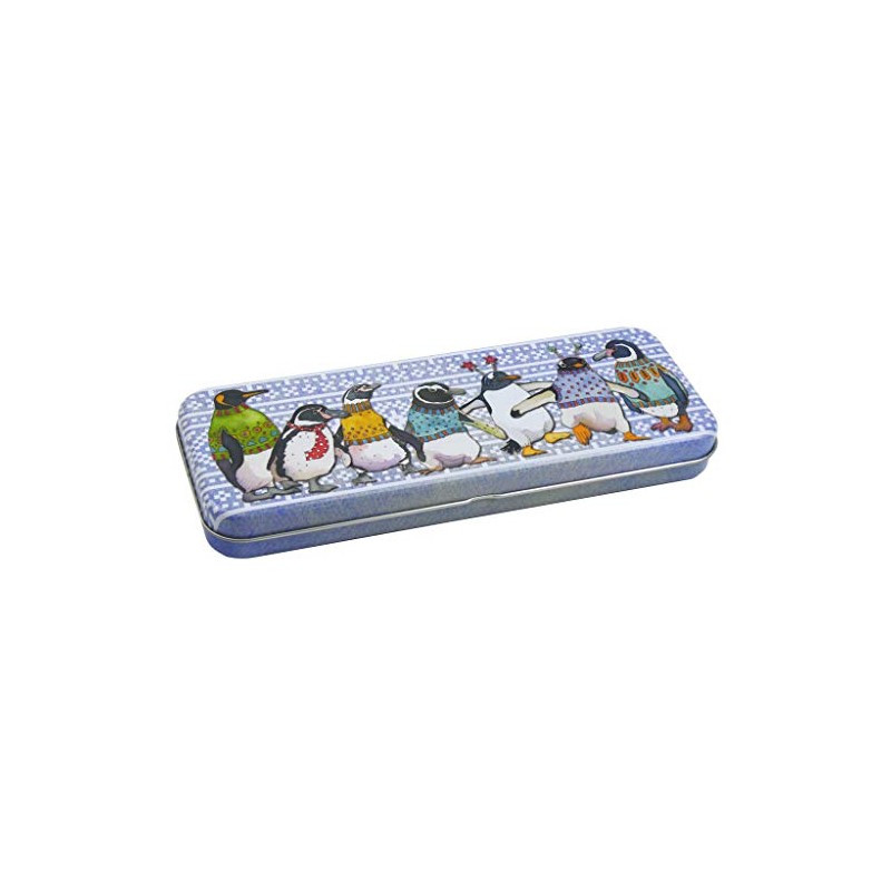 Penguins in Pullovers Metal Pencil Tin by Emma Ball