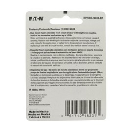 Bussmann (BP/CBC-30HB-RP) 30 Amp Type-I Stud Mount Circuit Breaker with Lengthwise Bracket