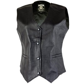 Xelement HSVT 310 Motorcycle Leather Vest For Women - Kiss My Bike - Premium Genuine Ladies Biker Club Gilet (X-Large)