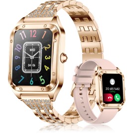 Smart Watch for Women (Answer/Make Call) With Diamonds Straps, 1.59" HD Small Watch with Fitness Tracker for Heart Rate/Sleep Monitor/AI Voice, IP67 Waterproof SmartWatch for Android iOS Phones.