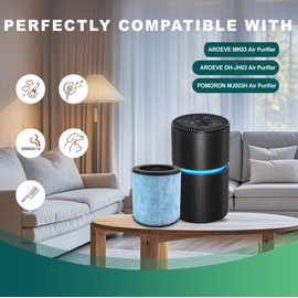 MK03 Air Filter Replacement Compatible with AROEVE MK03 MJ003H Air Purifier, 4-in-1 H13 HEPA Filter for POMORON MJ003H Air Purifier, Compare Part DH-JH03, MJ003H-RF, 2 Pack