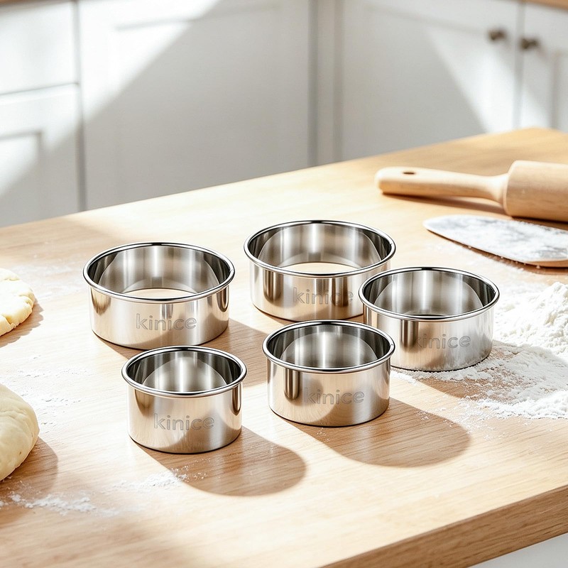 5 Pcs Round Cookie Cutter Set, Stainless Steel Circle Cookie