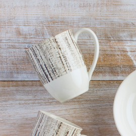 Noritake Colorwave Slate Extra-Large Weave Mug, 18 oz, Set of 4 in Grey/White.,