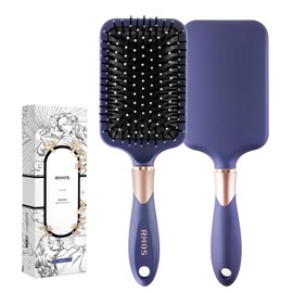 RHOS Hair Brush, Paddle Brush, Improve Hair Quality, Scalp Care, Comb, Anti-Static, Smooth, Wet and Dry Comb, Women's, Men's, Gift, Present (Purple)