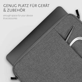 moex Tablet Case for Blackview Mega 8 Pocket with Zip and Compartment for Accessories, Nylon Fabric Sleeve Soft Padded, Protective Case Minimalist Dash Case, Dark Grey