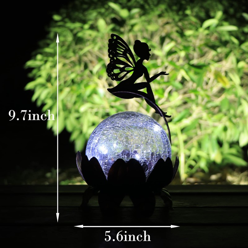 MUMTOP Solar Lantern Fairy Light, Crackle Glass Solar Lights Outdoor