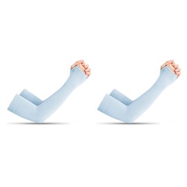 Arm Cover, UV Protection, 2 Pairs, 4 Pieces, 99% or more, UPF 50+, Sun Protection, UV Protection Gloves, Sleeve for Cooling to Contact, 14°F (-5°C), Smooth and Refreshing Arm Cover, Long, Black, Light blue 2 pairs