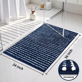 Arenarug - Alfombra de baño de felpilla esponjosa, azul marino, 24 x 36 pulgadas