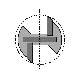 ENT Straight Cutter TC Shank (C) 12 mm, Diameter (A) 20 mm, B 35 mm, D 55 mm, GL 90 mm, with TC Centre Tip