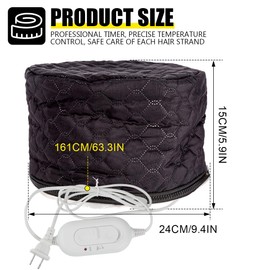 UPIQNG Hair Heating Hat Corded Electric Heat Cap 3 Gears Adjustable Temperature Thermal Heat Cap Hair Steamer Hair Care Device for Home Spa Beauty Salon (US Plug)