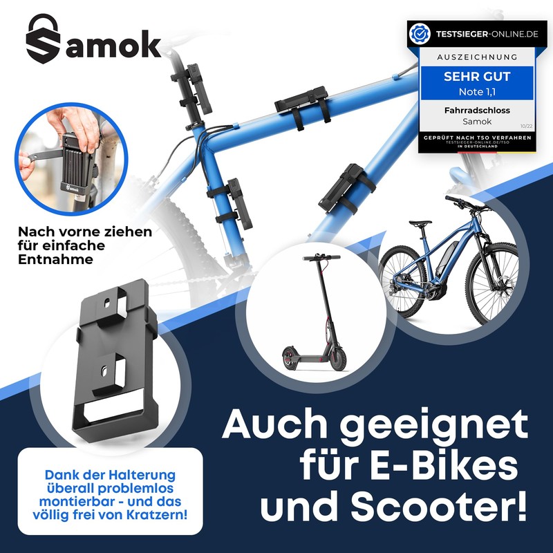 Samok® Bicycle Lock Folding Lock 63 cm with Bracket (Lightweight