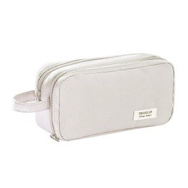 Balakaka Pencil Case Girls Pencil Case Pens 2 Compartments Large Capacity Pencil Case with Carry Handle for 85 Pens, Pencil Cases for Teenagers Girls Women School Office, beige, briefcase