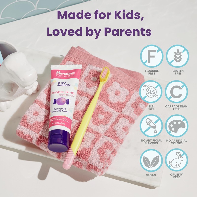 Himalaya Botanique Kids Toothpaste with Xylitol, Bubble Gum Flavor -