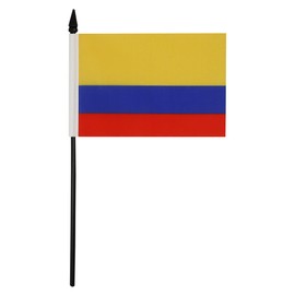 Colombia Table Flag 4'' x 6'' - Colombian Desk Flag 15 x 10 cm - Black plastic stick and base - Drapeau Colombie AZ FLAG