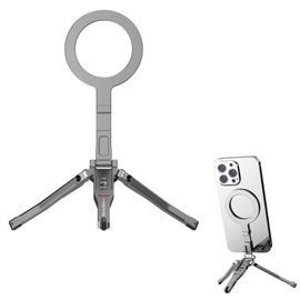 SHEAWA Smart Phone Tripod, Mini Tripod, Compatible with Magsafe, Aluminum, Built-in Strong Magnets, Heavy Duty, Cold Shoe and 1/4 Screw Hole, Horizontal Position, Vertical Position, Magnetic Fixing,