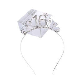 IETOSY Silver Sweet 16 Birthday Decorations Tiara,16th Birthday Tiara Headband for Girls,16th Birthday Party Decorations Hair Accessories Favors Supplies,