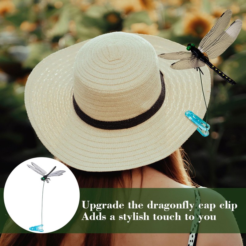 BEIQIYA Dragonfly Clips, Artificial 3D Simulation Dragonflies Hat Clip, Fly