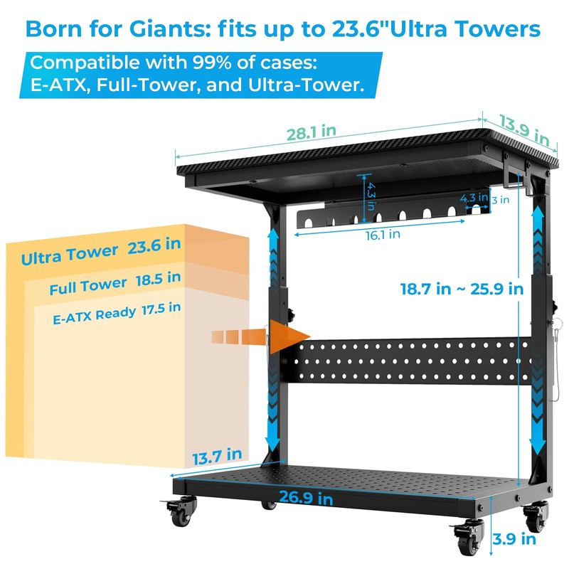 GreenForest Heavy Duty PC Stand, Gaming Computer Tower Cart with