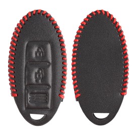 XUKEY PU Leather Car Key Fob, Waterpoof Key Shell Compatible with 3 Buttons, for Qashqai J11, for Nissan 370Z, for Micra for Juke F15 2014 2015 2019
