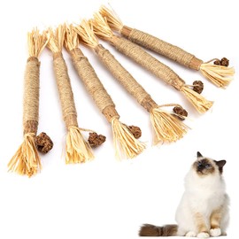 Kitten Teething Toys, 6 Pcs Natural Silvervine Sticks Kitten Teething Toys, Catnip Toys Chew Sticks Cat Teeth Cleaning Teeth Chew Toy for Indoor Cat Teeth Cleaning Kitten Teething and Stress Release