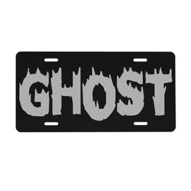 KOSUES Silver Ghost Letter Printed Aluminum License Plate 6 x 12 Inch Metal Car Front License Plate Cover Car Decor Accessory Novelty Vanity Decoration Tag with 4 Holes Gift for Men Women