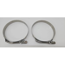 MPI SET of 2 # 720-4000 MPI Marine 316 Stainless Steel 4" T-Bolt Exhaust Hose Clamp