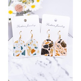 Puocaon Transfer Paper Polymer Clay - Colorful Terrazzo Pattern Clay Transfer Paper for Polymer Clay Earrings, Modern Geometric Abstract Image Transfer Paper for Polymer Clay Jewelry Making