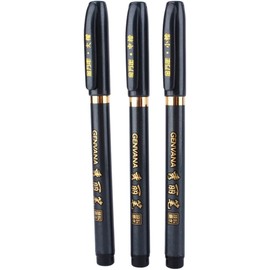 Dekaim Japanese Writing Pen, 3Pcs Fine Felt Tip Writing Pen Japanese Chinese Japanese Calligraphy Shodo Brush Ink Pen Writing Drawing Craft